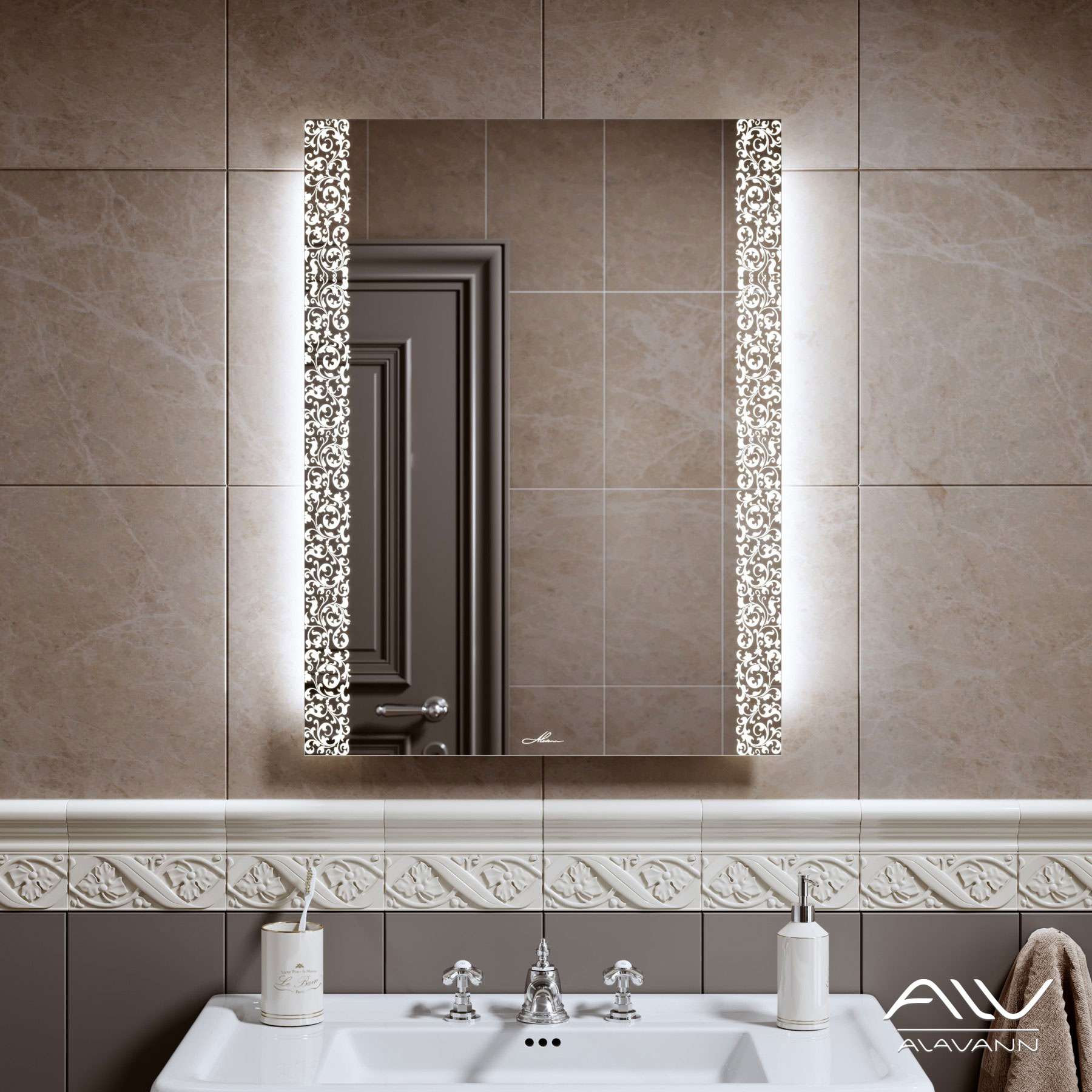 Зеркало с подсветкой в ванную с сенсорным выключателем фото